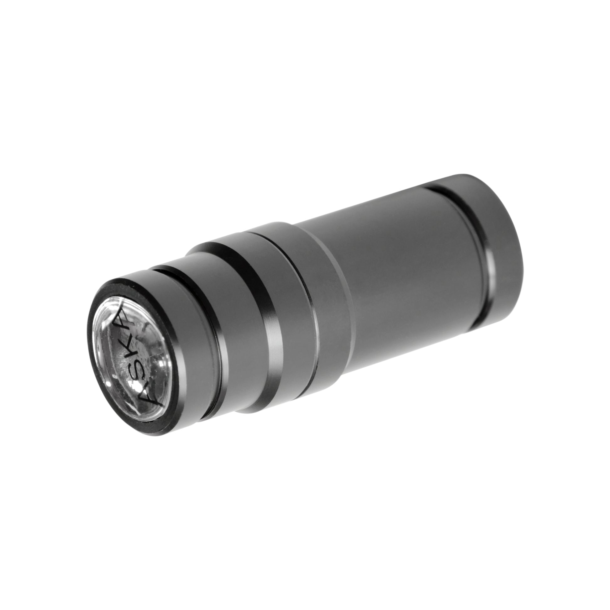 Angled view of a single assembled black joint protector with visible grooves.