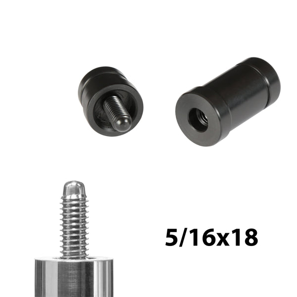 ASKA Joint Protectors for Pool Cue – 5/16x18 Thread, With ASKA Logo, Set of 2 (Shaft + Butt), Black