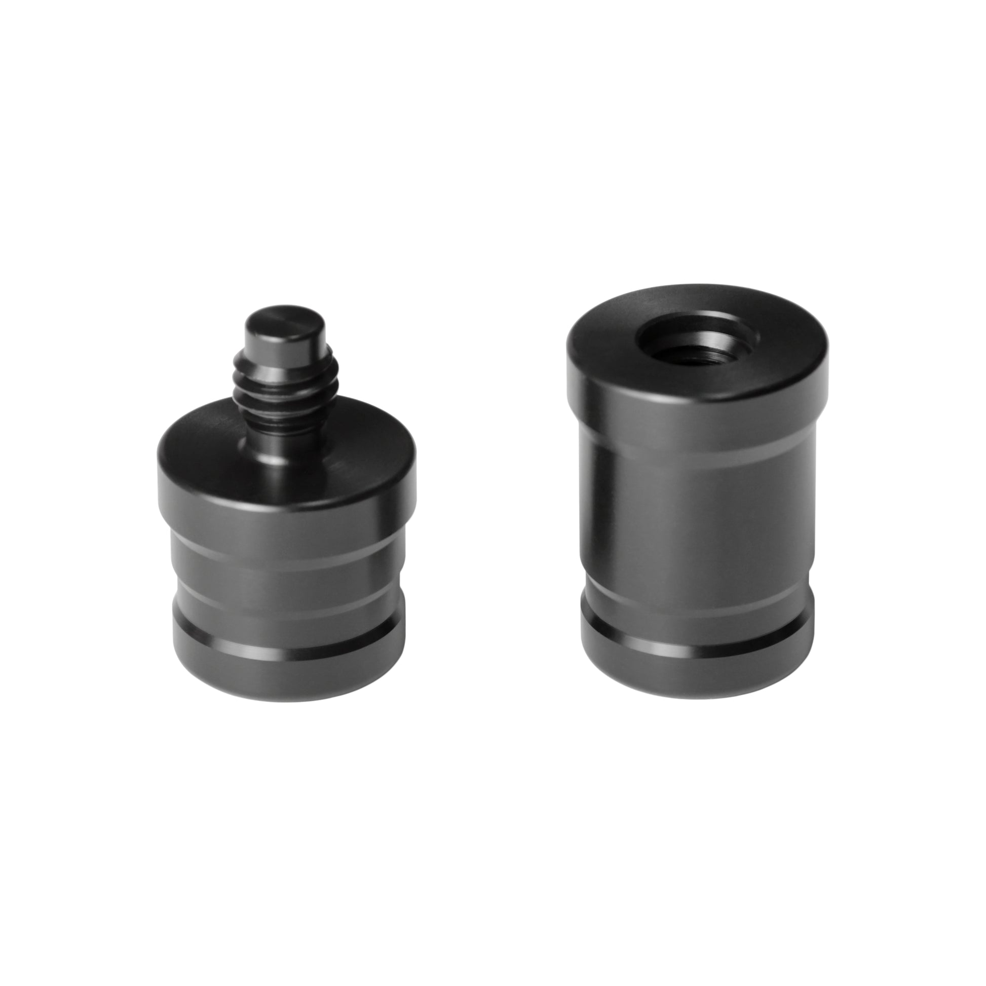 Pool cue joint protector set with pin and threaded components.