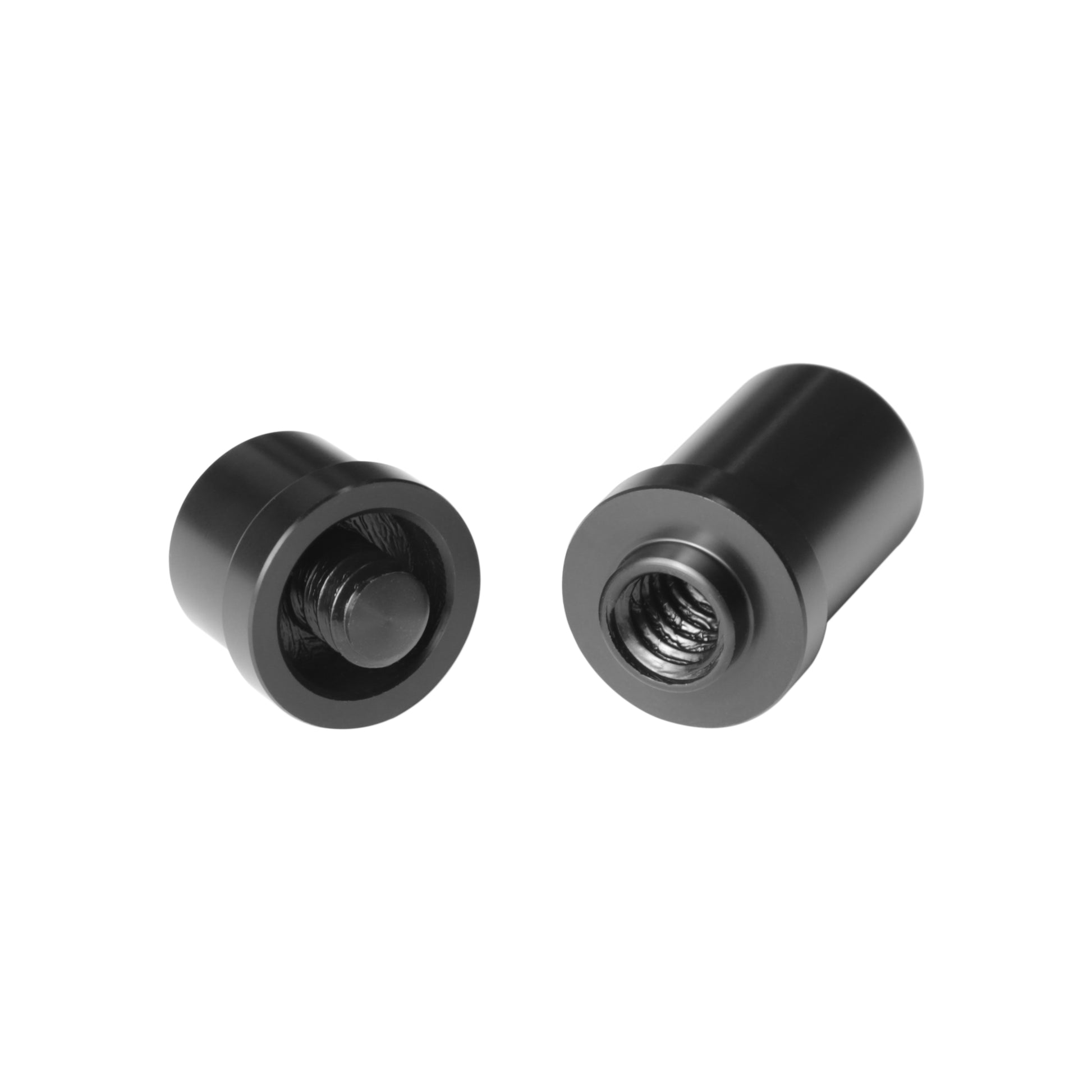 Two black joint protectors for Uniloc Quick Release cue threads