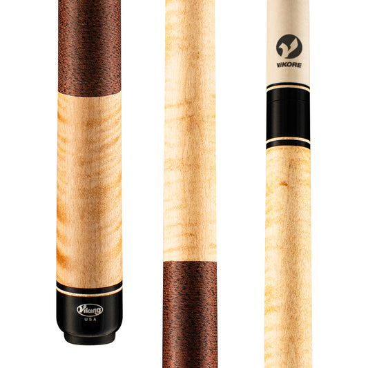 Viking Kayano KY0104 pool cue butt and shaft sections with wood grain.