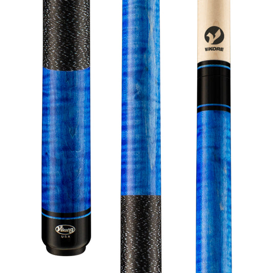 Viking Kayano KY0117 pool cue with blue stained maple and black grip.
