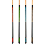 ASKA Set of 4 Pool Cue Sticks 58", Hard Rock Canadian Maple, 13mm Hard Glued On Tip, Mixed Weights and Colors, L22S4