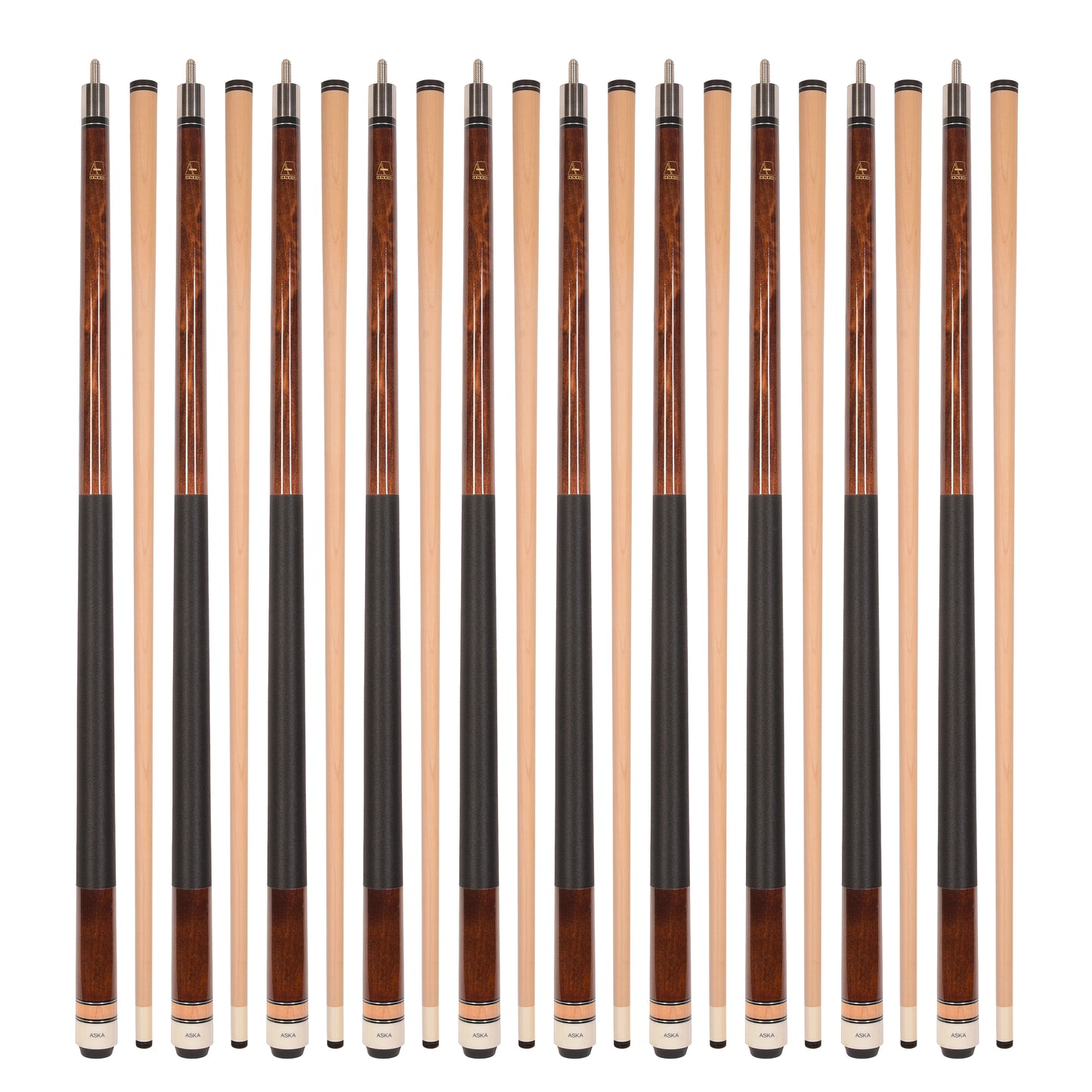 Lot of 10 Brown ASKA L2 Billiard Pool Cues, 58