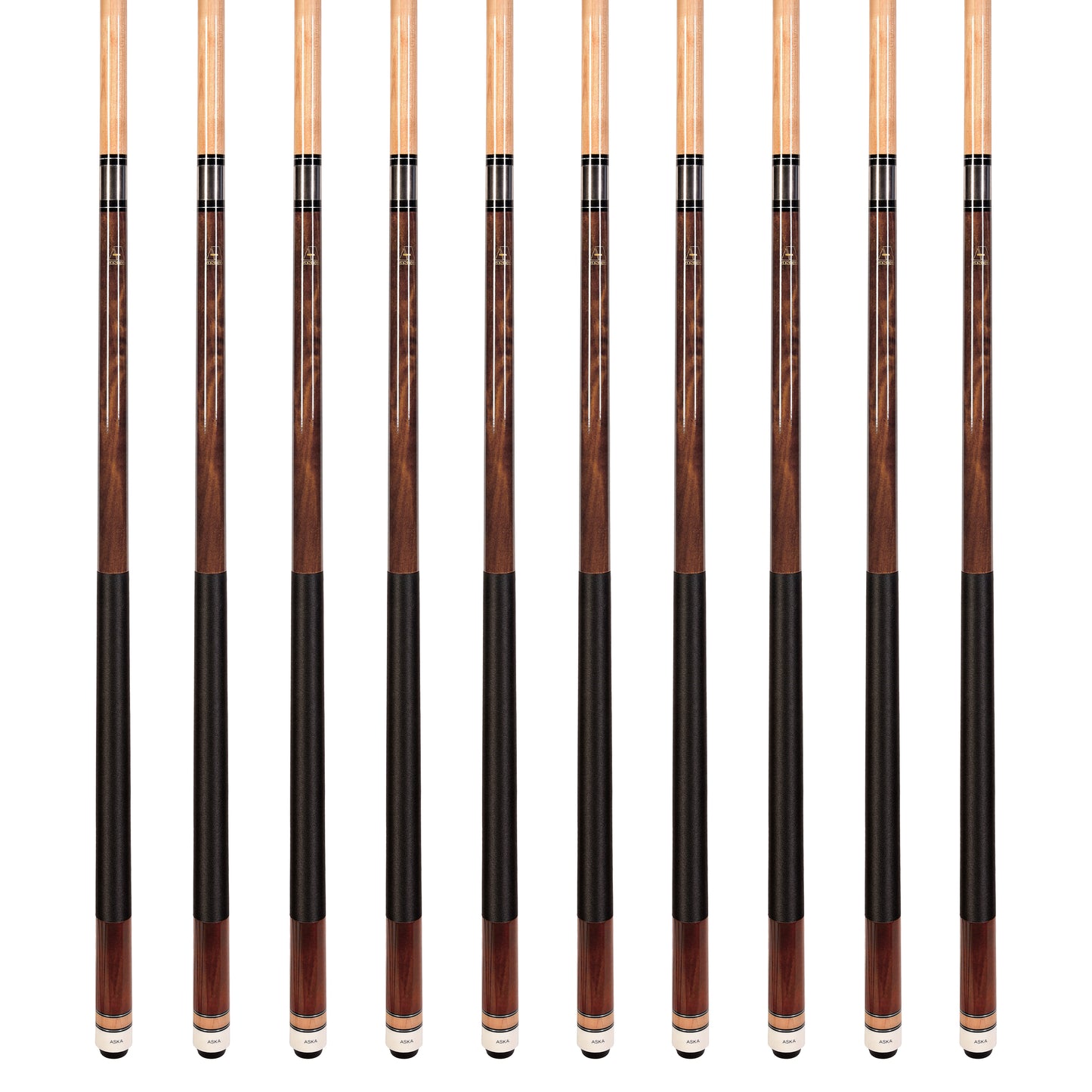 Lot of 10 Brown ASKA L2 Billiard Pool Cues, 58