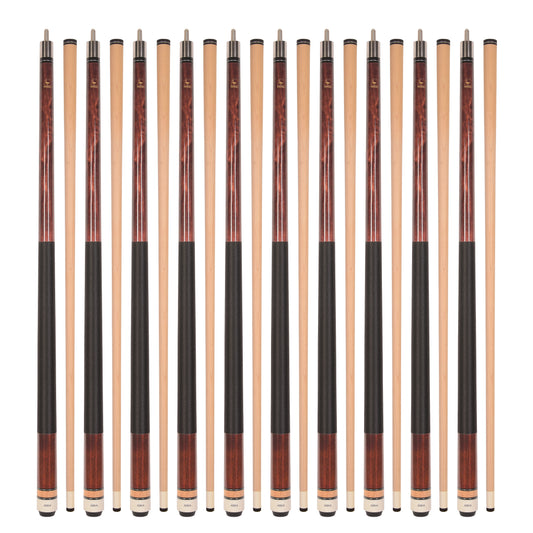 Lot of 10 Mahogany ASKA L2 Billiard Pool Cues, 58" Hard Rock Canadian Maple, 13mm Hard Tip, Mixed Weights, L2S10MHG