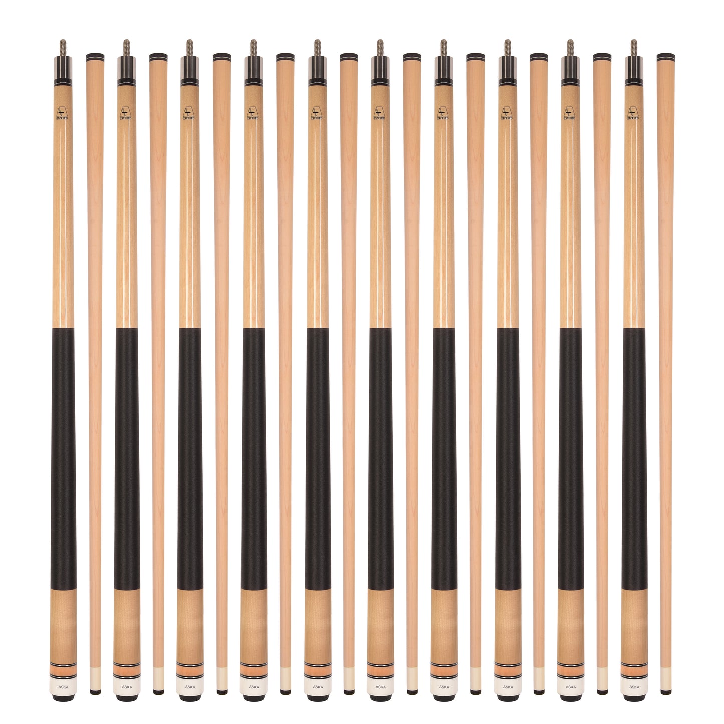 Lot of 10 Natural Maple ASKA L2 Billiard Pool Cues, 58