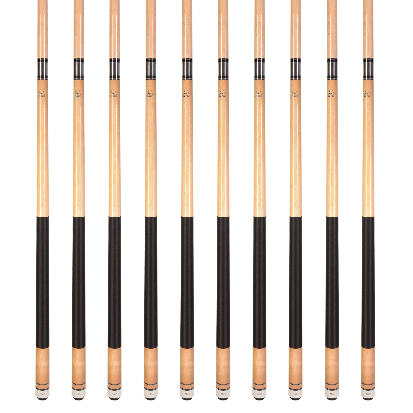 Lot of 10 Natural Maple ASKA L2 Billiard Pool Cues, 58