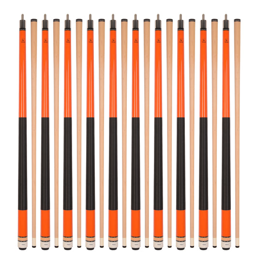Lot of 10 ORANGE ASKA L2 Billiard Pool Cues, 58" Hard Rock Canadian Maple, 13mm Hard Tip, Mixed Weights, L2S10ORG