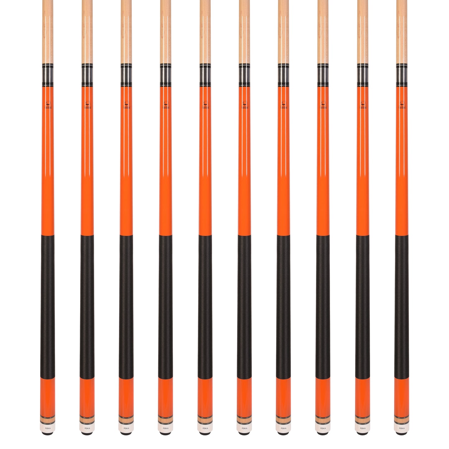Lot of 10 ORANGE ASKA L2 Billiard Pool Cues, 58