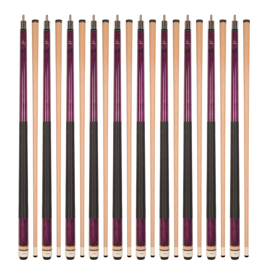 Lot of 10 PURPLE ASKA L2 Billiard Pool Cues, 58" Hard Rock Canadian Maple, 13mm Hard Tip, Mixed Weights, L2S10PUR