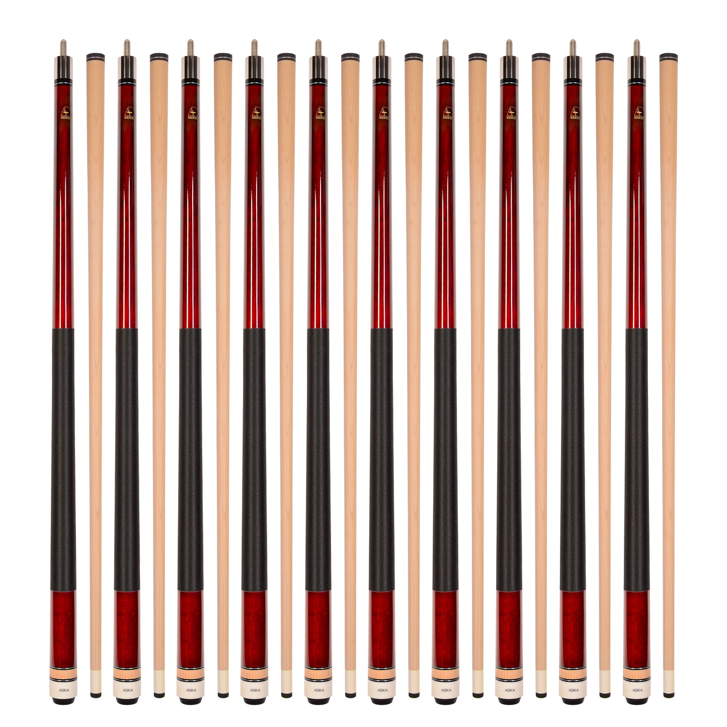 Lot of 10 Red ASKA L2 Billiard Pool Cues, 58