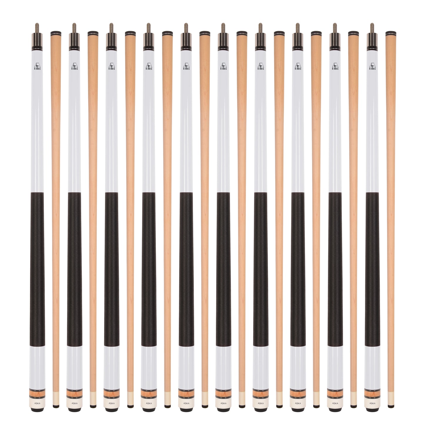 Lot of 10 White ASKA L2 Billiard Pool Cues, 58
