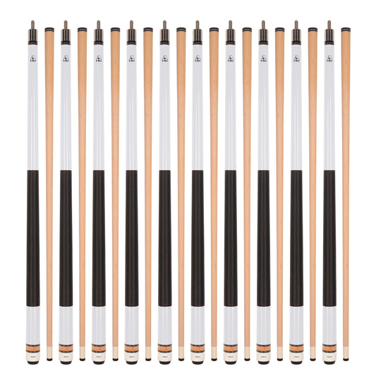 Lot of 10 White ASKA L2 Billiard Pool Cues, 58" Hard Rock Canadian Maple, 13mm Hard Tip, Mixed Weights, (L2S10WHT)