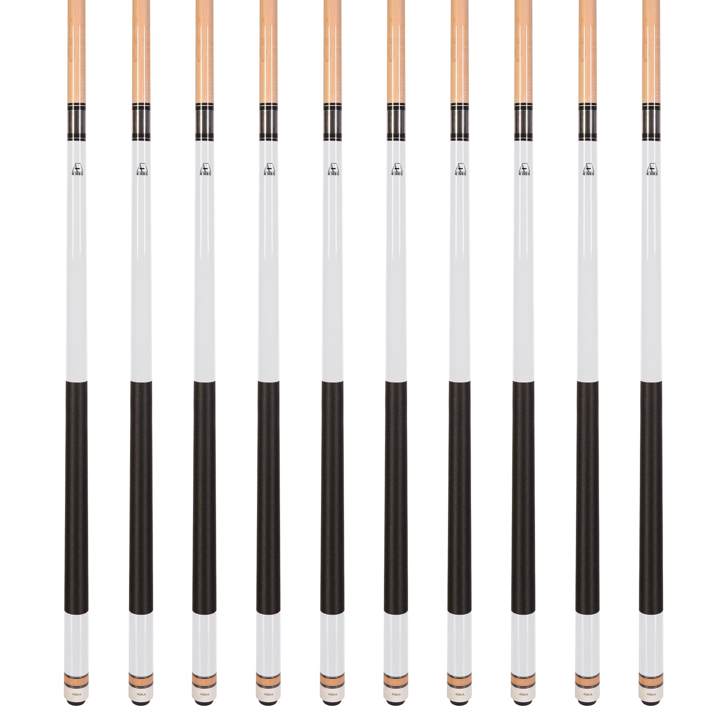 Lot of 10 White ASKA L2 Billiard Pool Cues, 58
