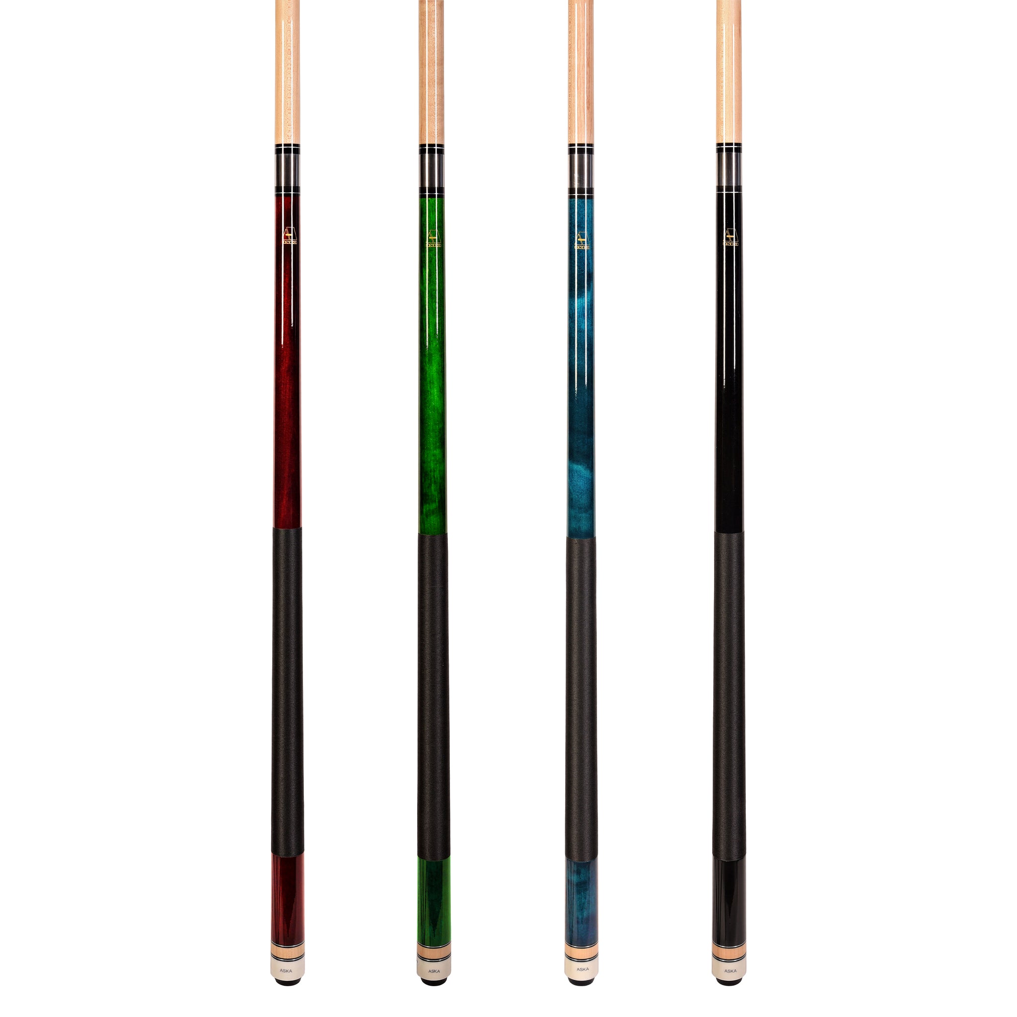 Set of 4 Aska L2 Billiard Pool Cues, 58" Hard Rock Canadian Maple, 13m