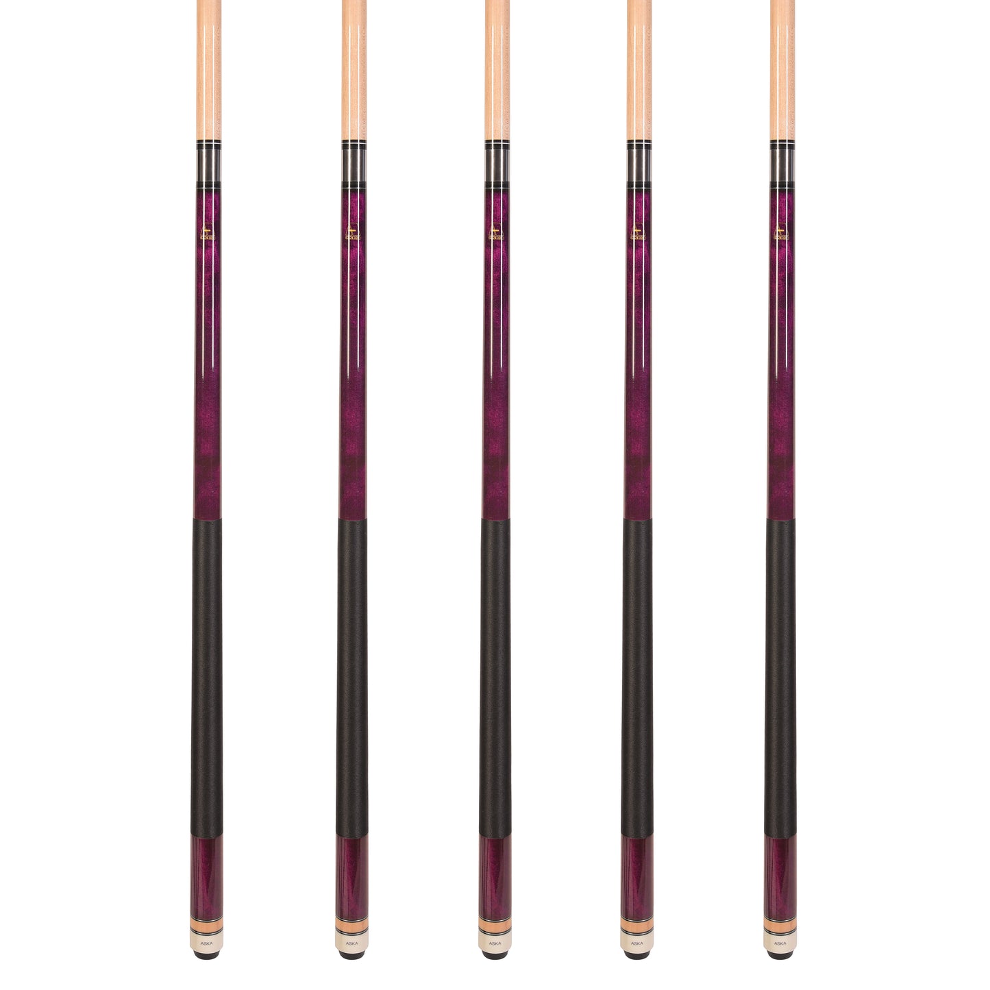 Set of 5 Purple Aska L2 Billiard Pool Cues, 58