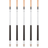 Set of 5 WHITE Aska L2 Billiard Pool Cues, 58" Hard Rock Canadian Maple, 13mm Hard Tip, Mixed Weights, L2S5WHT