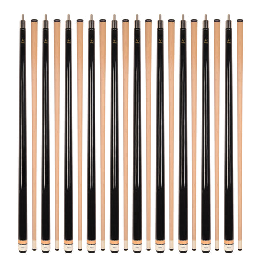 Lot of 10  Black ASKA L3 Billiard Pool Cues, 58" Hard Rock Canadian Maple, 13mm Hard Tip, Mixed Weights, (L3S10BLK)
