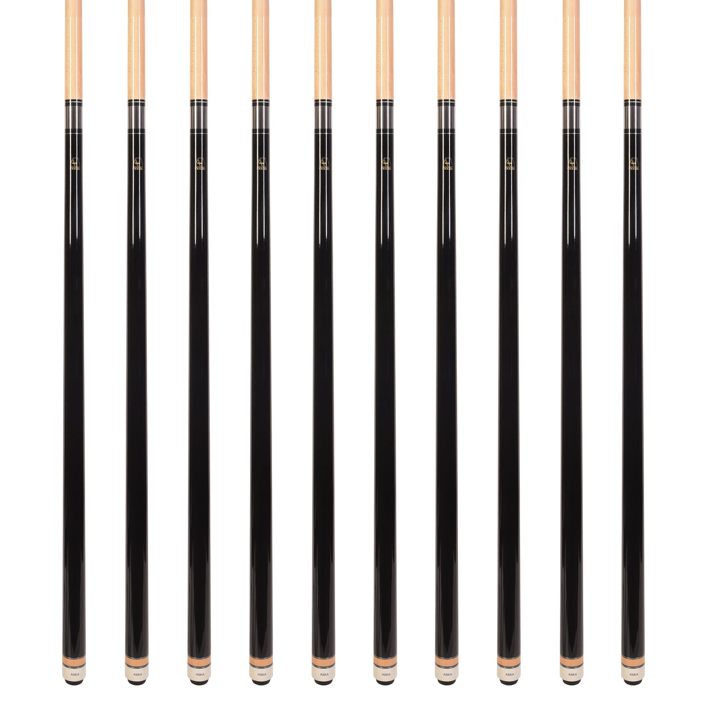 Lot of 10  Black ASKA L3 Billiard Pool Cues, 58