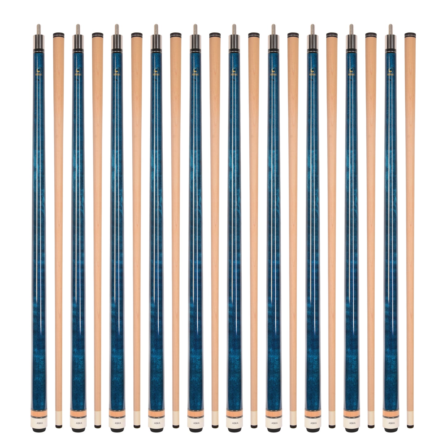 Lot of 10  ASKA L3 Billiard Pool Cues, 58" Hard Rock Canadian Maple, 13mm Hard Tip, Mixed Weights, L3S10C