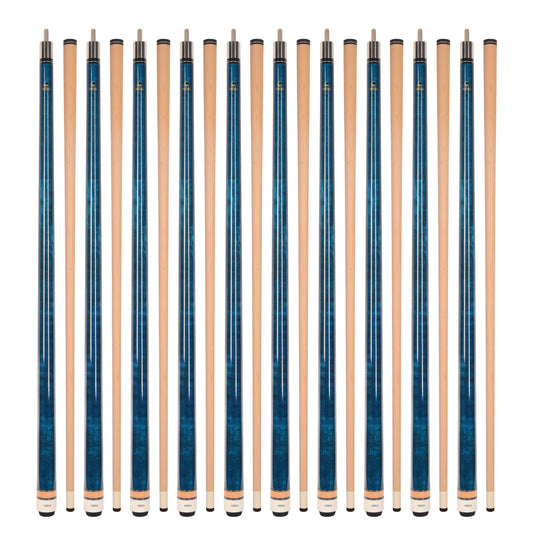Lot of 10  Blue ASKA L3 Billiard Pool Cues, 58" Hard Rock Canadian Maple, 13mm Hard Tip, Mixed Weights, (L3S10BLU)
