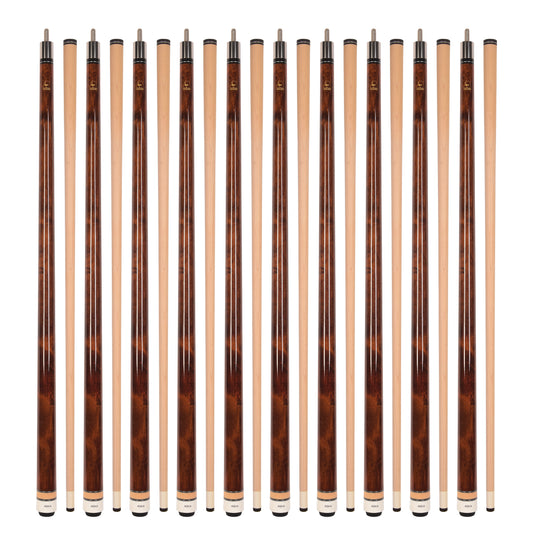 Lot of 10  Brown ASKA L3 Billiard Pool Cues, 58" Hard Rock Canadian Maple, 13mm Hard Tip, Mixed Weights, (L3S10BRN)