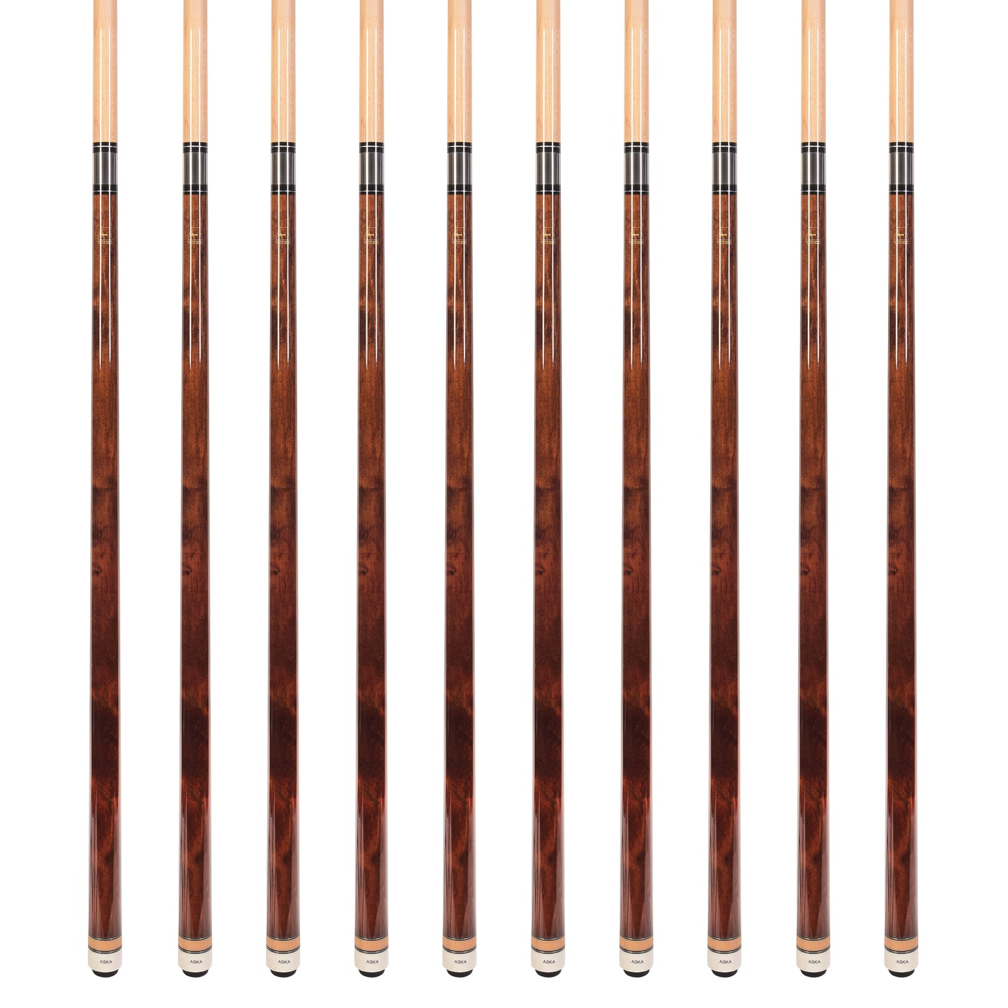 Lot of 10  Brown ASKA L3 Billiard Pool Cues, 58