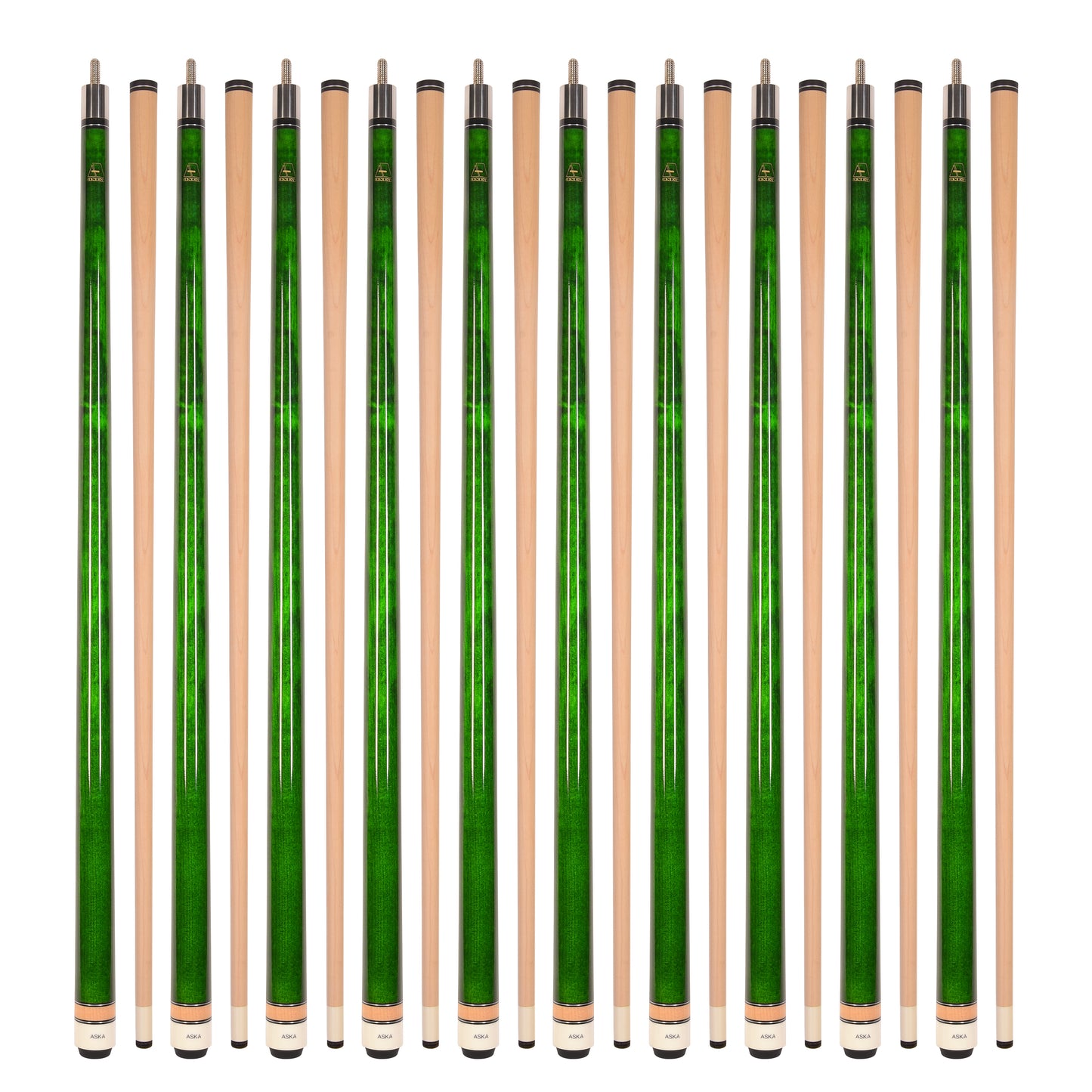 Lot of 10  Green ASKA L3 Billiard Pool Cues, 58