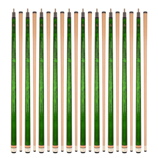 Lot of 10  Green ASKA L3 Billiard Pool Cues, 58" Hard Rock Canadian Maple, 13mm Hard Tip, Mixed Weights, (L3S10GRN)