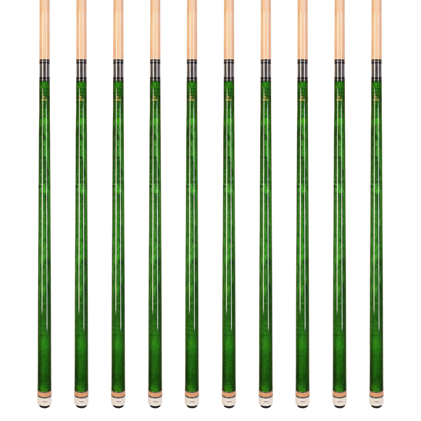 Lot of 10  Green ASKA L3 Billiard Pool Cues, 58