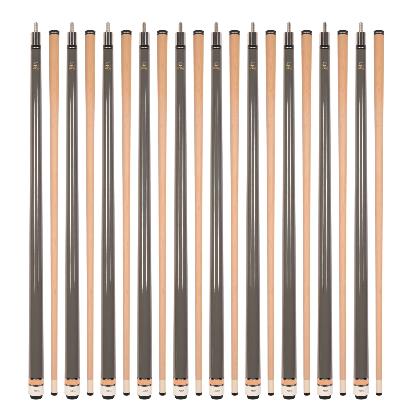 Lot of 10  ASKA L3 Billiard Pool Cues, 58" Hard Rock Canadian Maple, 13mm Hard Tip, Mixed Weights, L3S10C