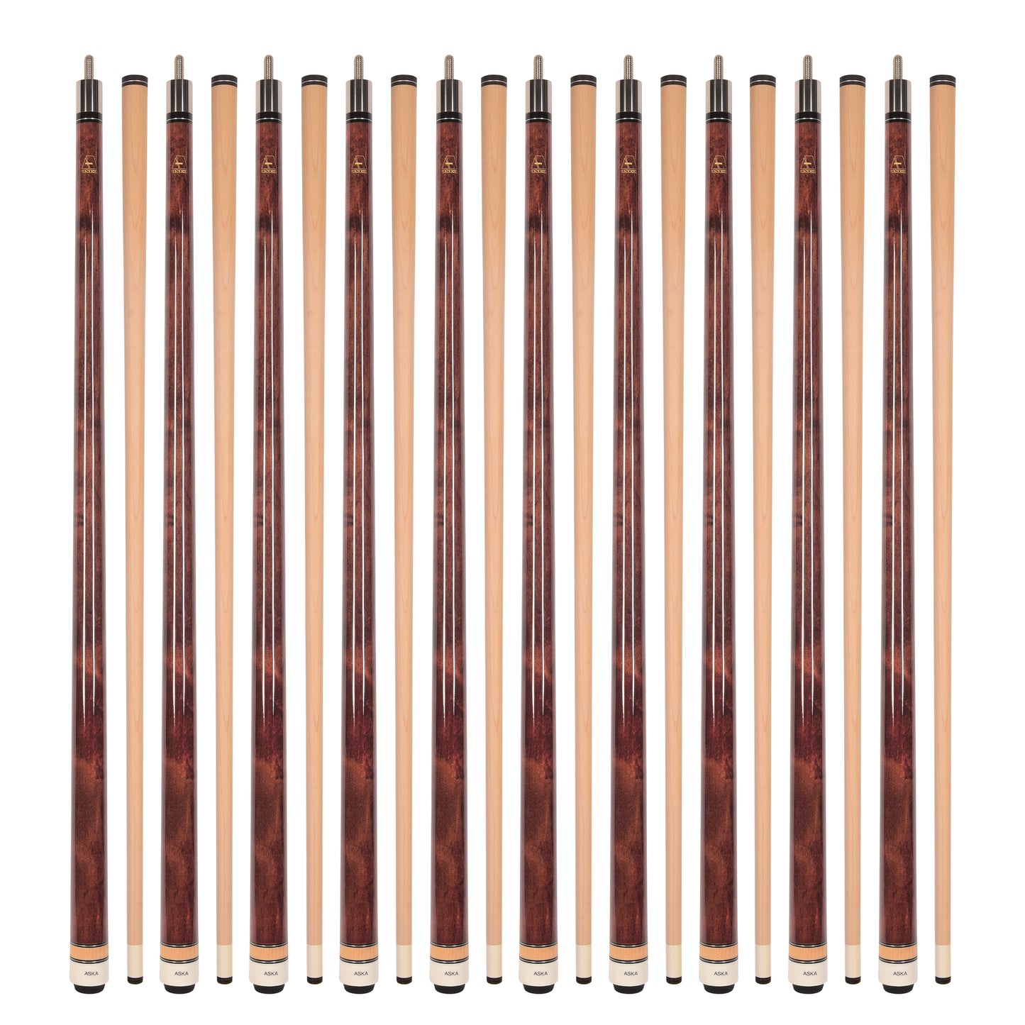 Lot of 10  ASKA L3 Billiard Pool Cues, 58" Hard Rock Canadian Maple, 13mm Hard Tip, Mixed Weights, L3S10C