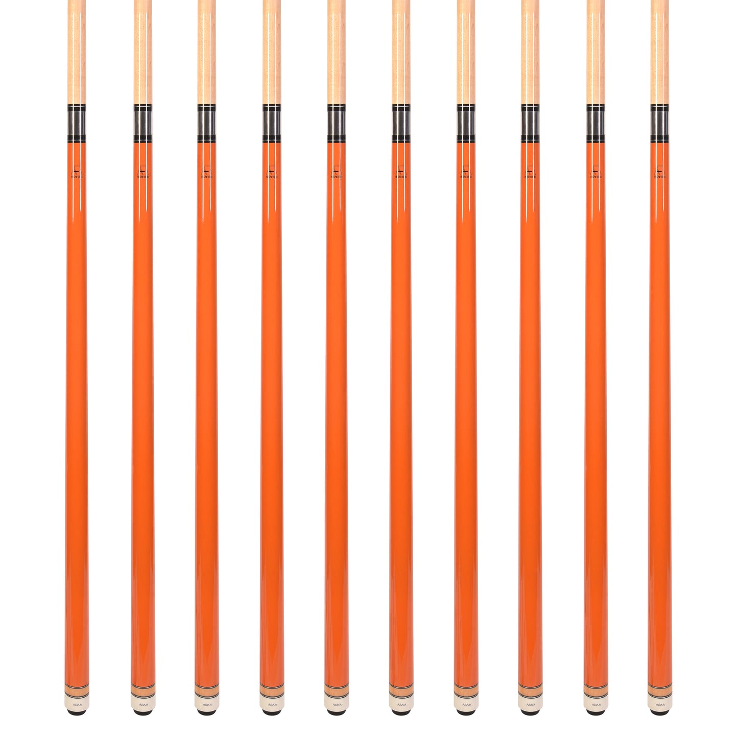 Lot of 10  Orange ASKA L3 Billiard Pool Cues, 58