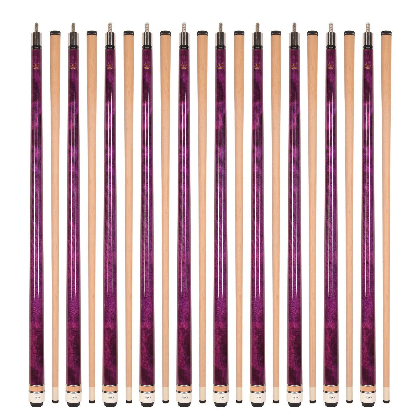Lot of 10  ASKA L3 Billiard Pool Cues, 58" Hard Rock Canadian Maple, 13mm Hard Tip, Mixed Weights, L3S10C