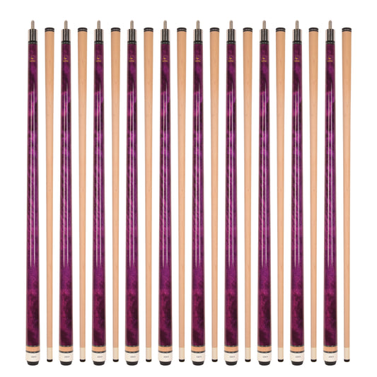 Lot of 10  ASKA Purple L3 Billiard Pool Cues, 58" Hard Rock Canadian Maple, 13mm Hard Tip, Mixed Weights, (L3S10PUR)
