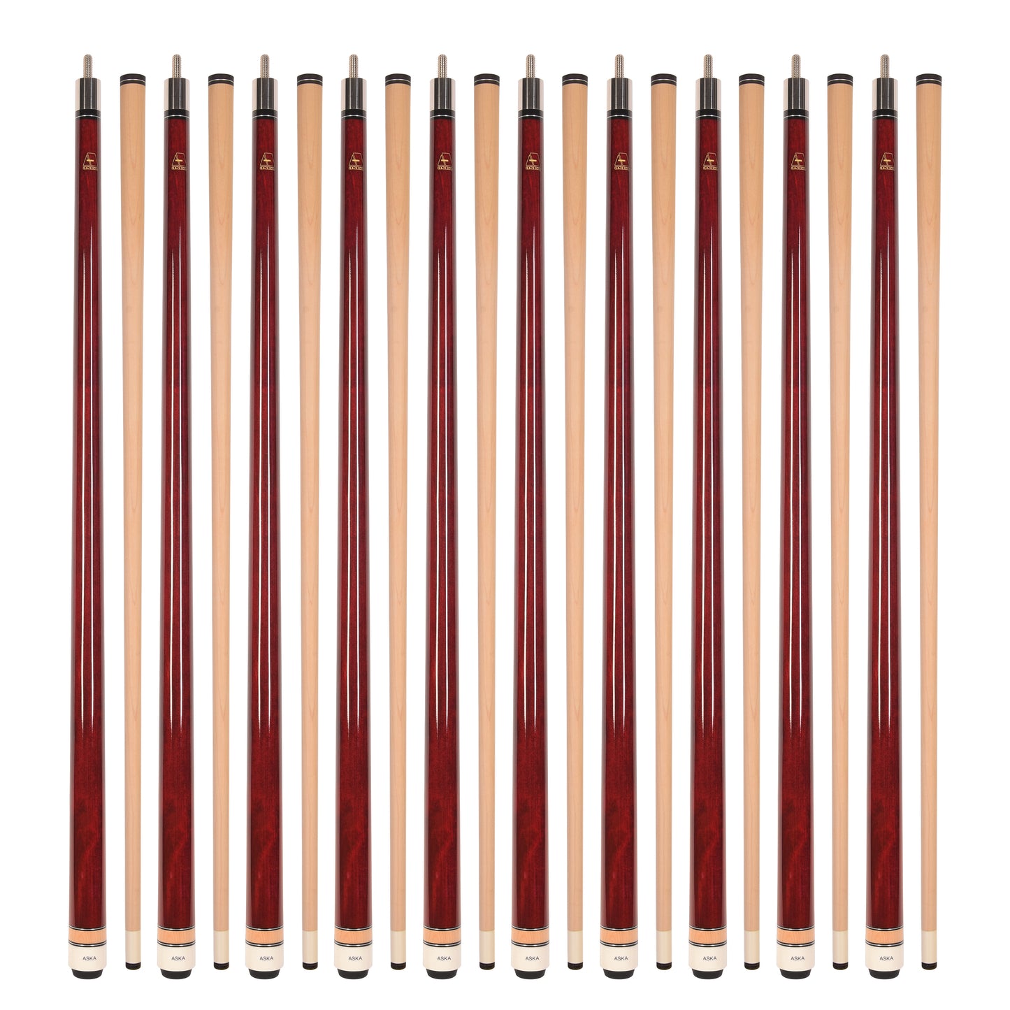 Lot of 10  ASKA L3 Billiard Pool Cues, 58" Hard Rock Canadian Maple, 13mm Hard Tip, Mixed Weights, L3S10C