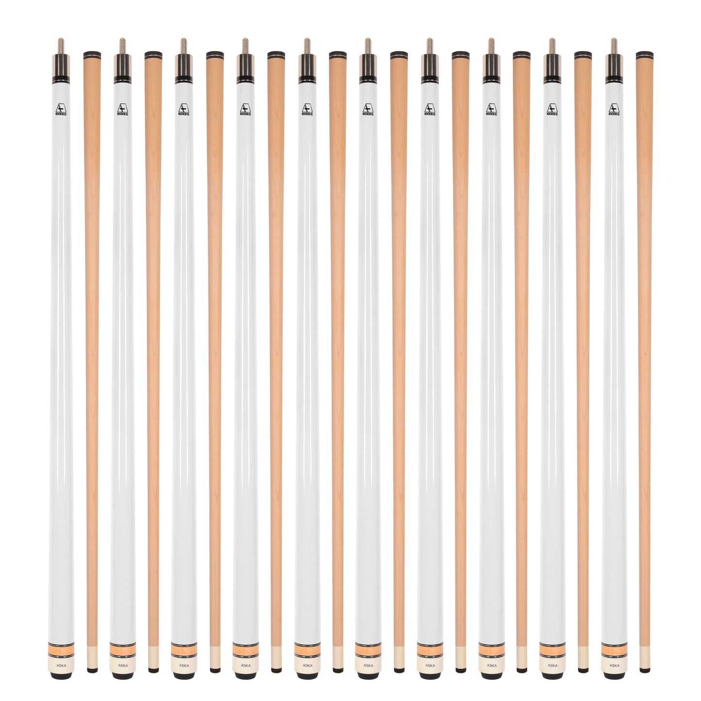 Lot of 10  White ASKA L3 Billiard Pool Cues, 58