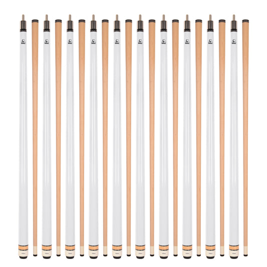 Lot of 10  White ASKA L3 Billiard Pool Cues, 58" Hard Rock Canadian Maple, 13mm Hard Tip, Mixed Weights, (L3S10WHT)
