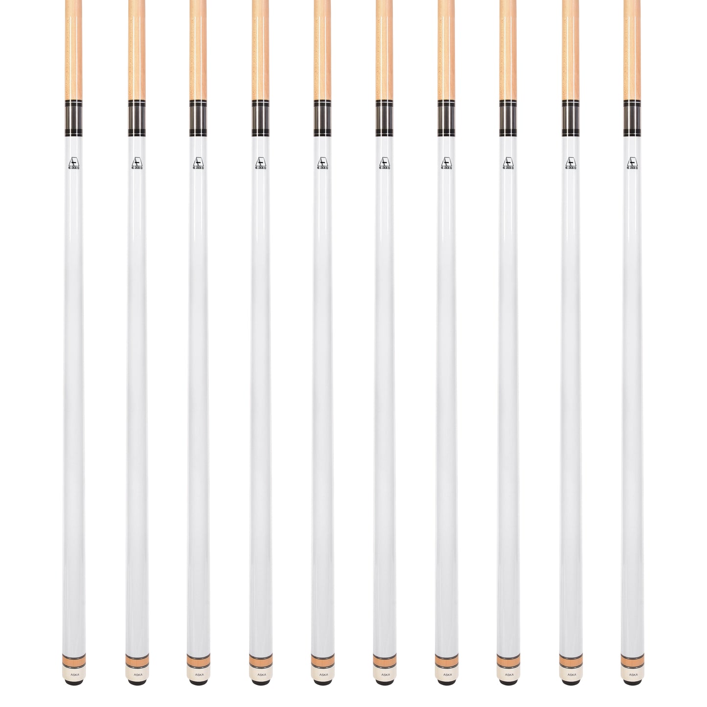 Lot of 10  White ASKA L3 Billiard Pool Cues, 58