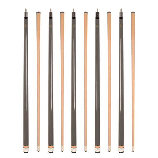 Set of 5 Aska L3 Gray Pool Cue Sticks, 58", 13mm Tip, Hard Rock Canadian Maple Shaft, Wrapless, L3S5GRY