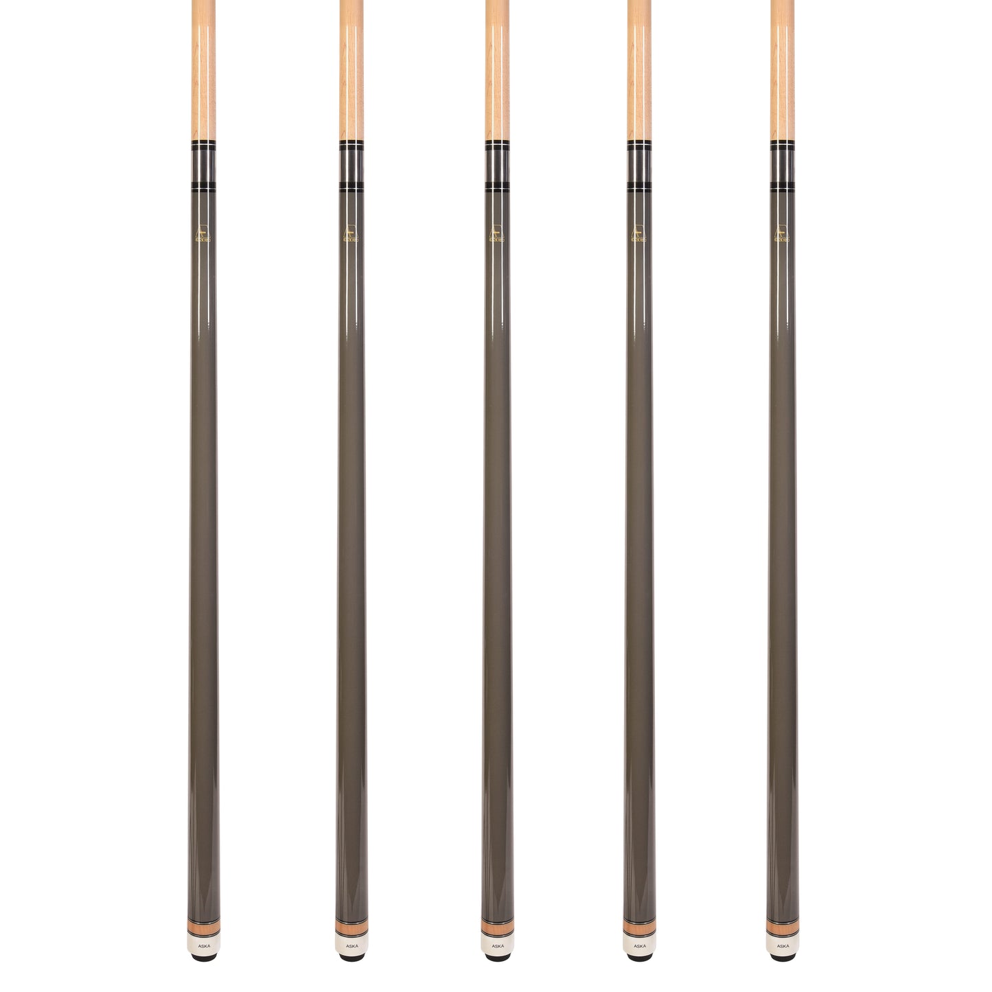 Set of 5 Aska L3 Gray Pool Cue Sticks, 58