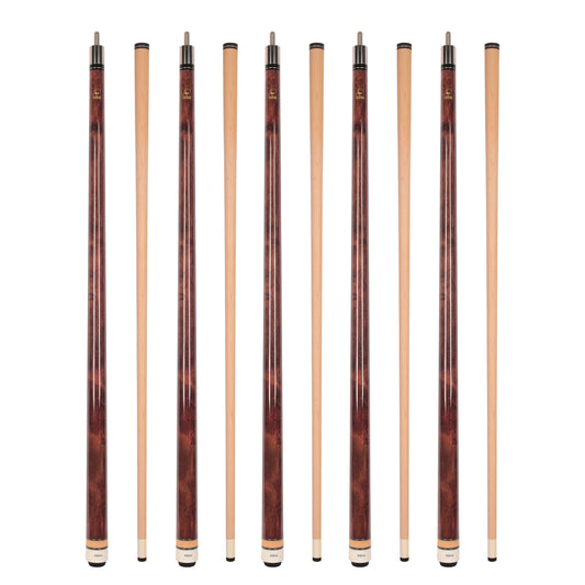 Set of 5 Aska L3 Mahogany Pool Cue Sticks, 58", 13mm Tip, Hard Rock Canadian Maple Shaft, Wrapless, L3S5MHG