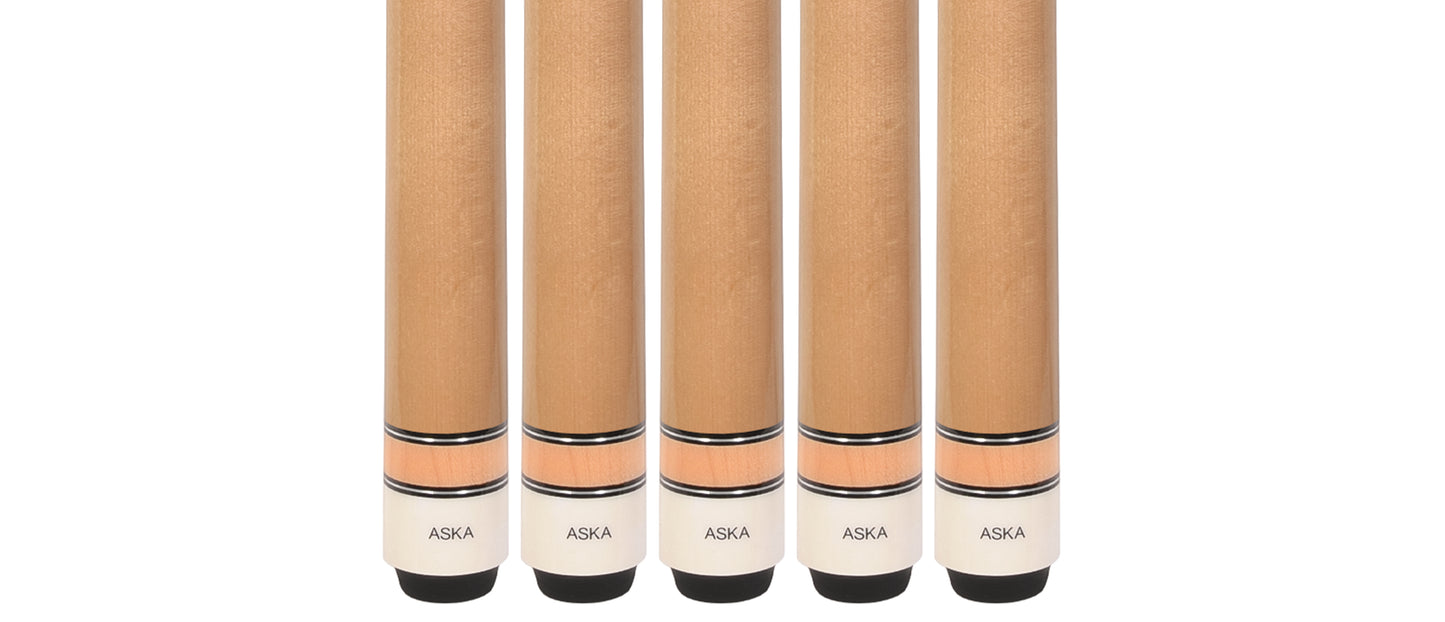 Set of 5 Aska L3 Natural Maple Pool Cue Sticks, 58