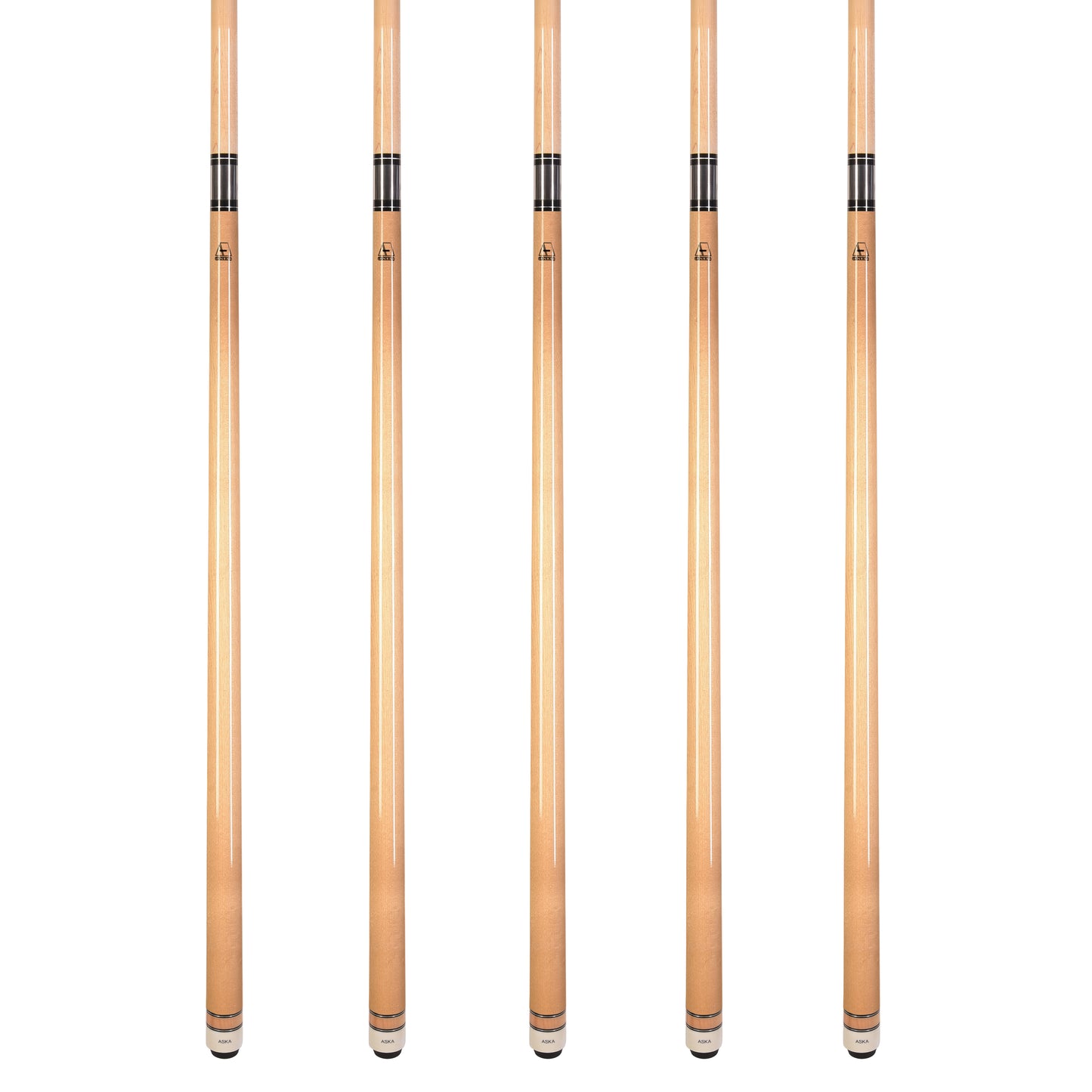 Set of 5 Aska L3 Natural Maple Pool Cue Sticks, 58
