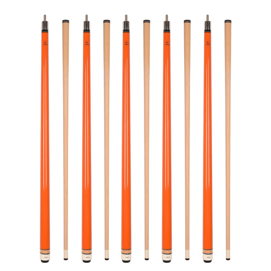 Set of 5 Aska L3 Orange Pool Cue Sticks, 58", 13mm Tip, Hard Rock Canadian Maple Shaft, Wrapless, L3S5ORG