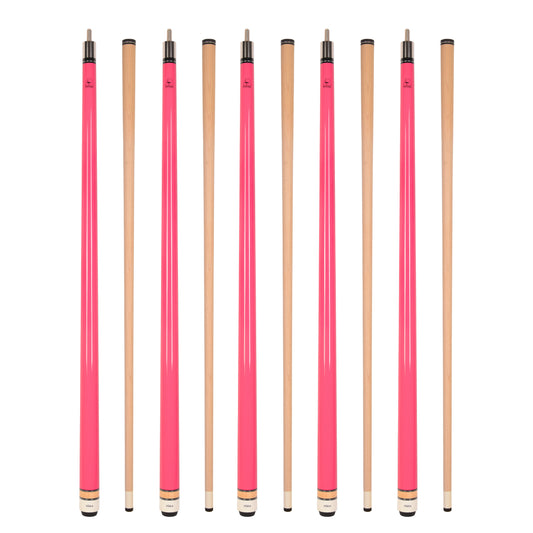 Set of 5 Aska L3 Pink Pool Cue Sticks, 58", 13mm Tip, Hard Rock Canadian Maple Shaft, Wrapless, L3S5PNK