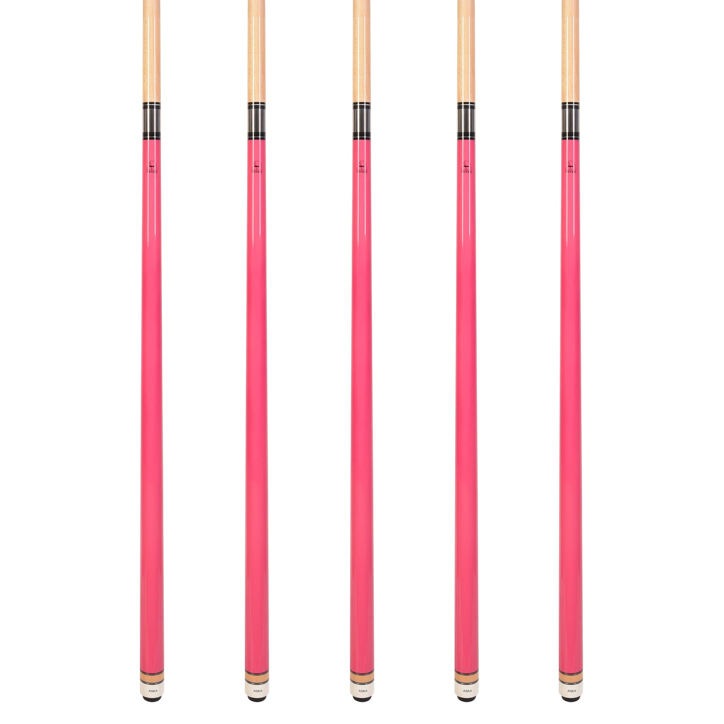 Set of 5 Aska L3 Pink Pool Cue Sticks, 58