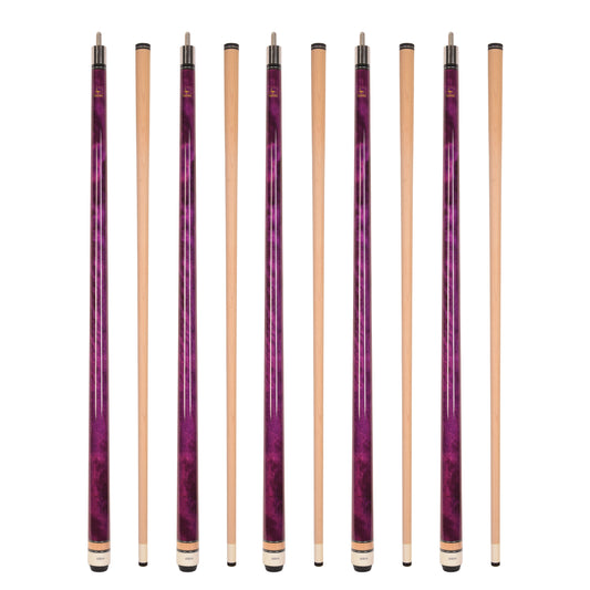 Set of 5 Aska L3 Purple Pool Cue Sticks, 58", 13mm Tip, Hard Rock Canadian Maple Shaft, Wrapless, L3S5PUR