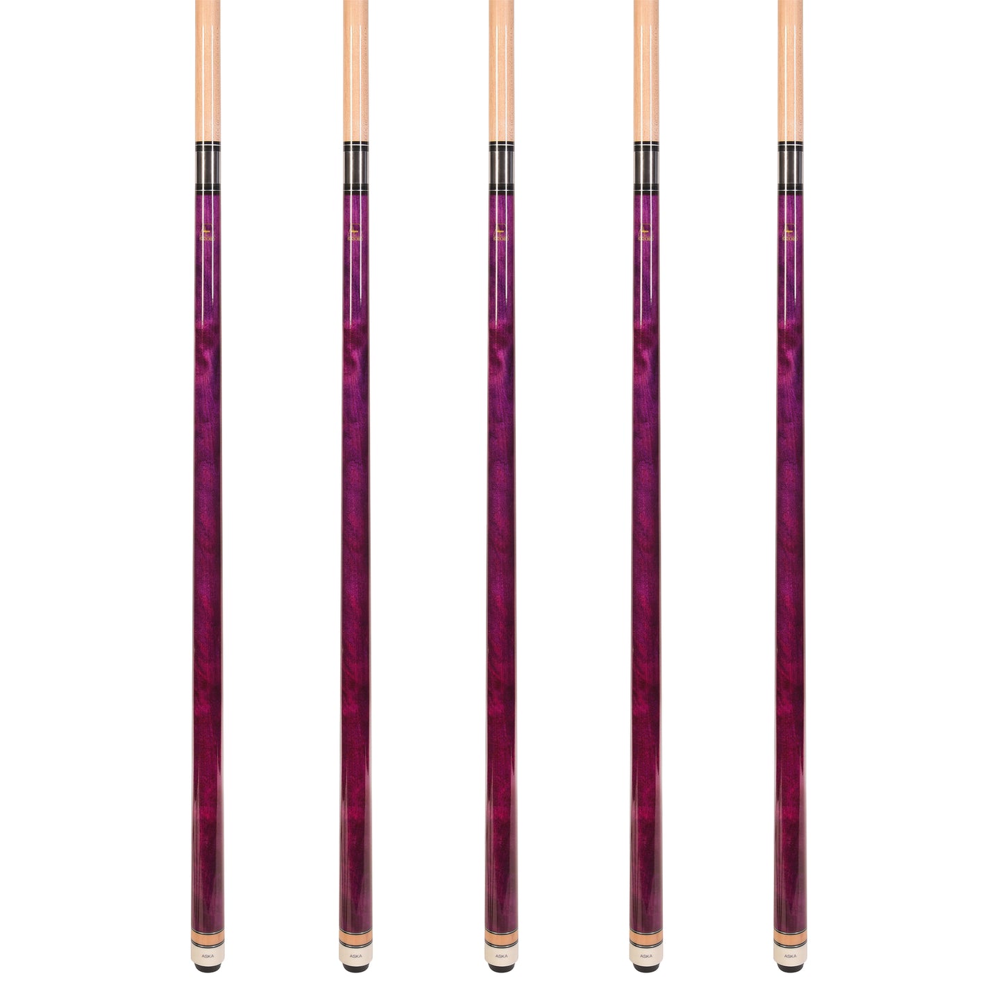Set of 5 Aska L3 Purple Pool Cue Sticks, 58
